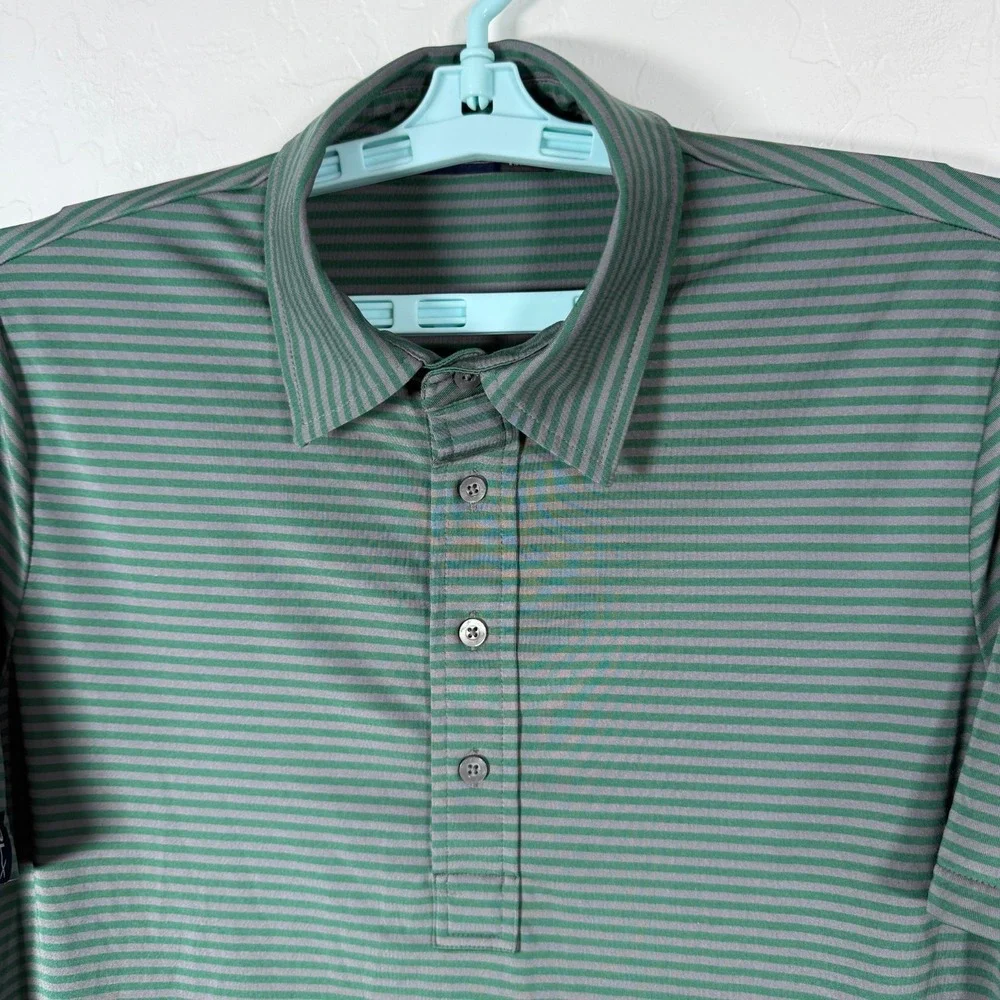 RLX‎ Ralph Lauren Polo Shirt Mens Medium Green Gray Golf Performance Stretch